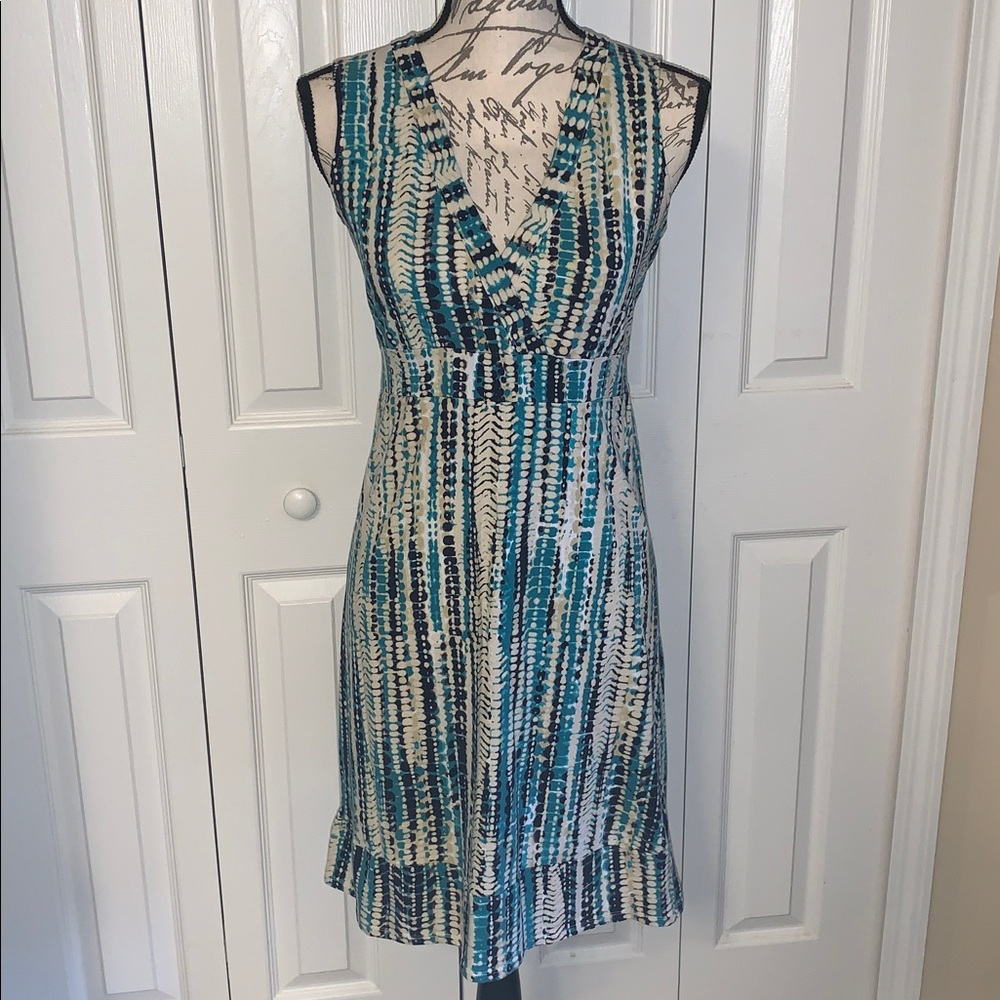 Calvin Klein Jeans dress, green, black, beige, white color.